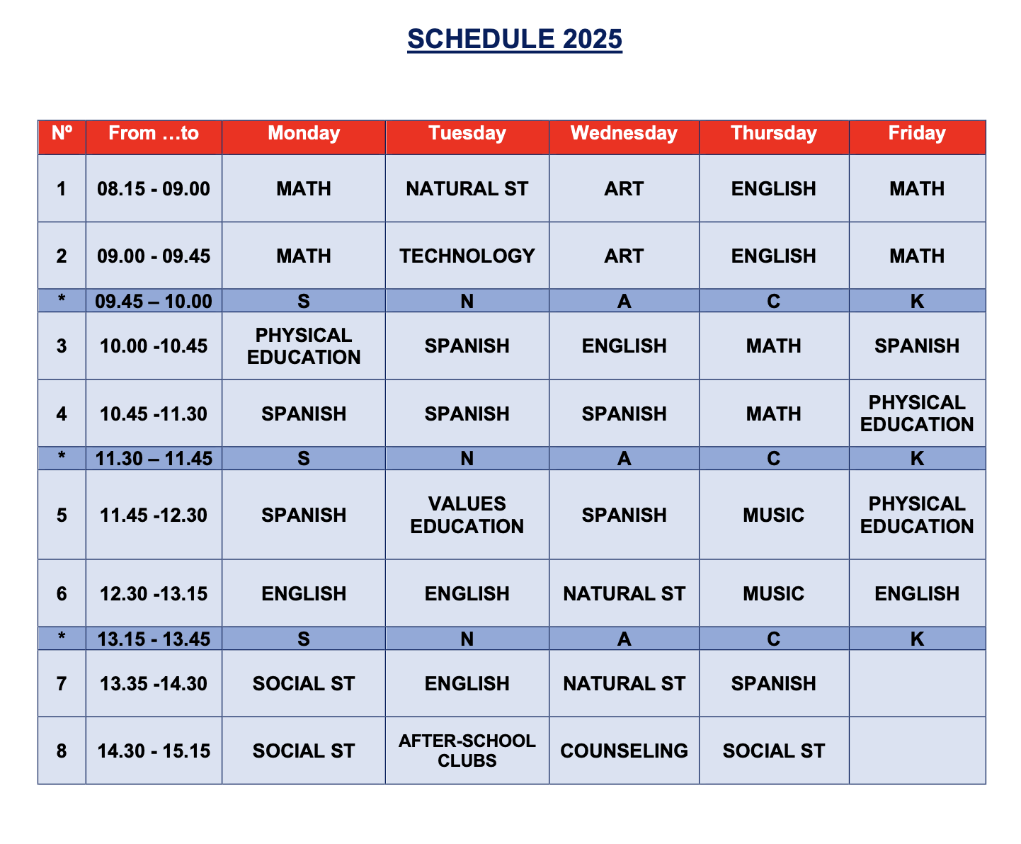 horario 