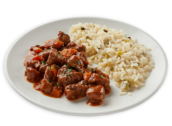 Goulash a la crema con Arroz perla